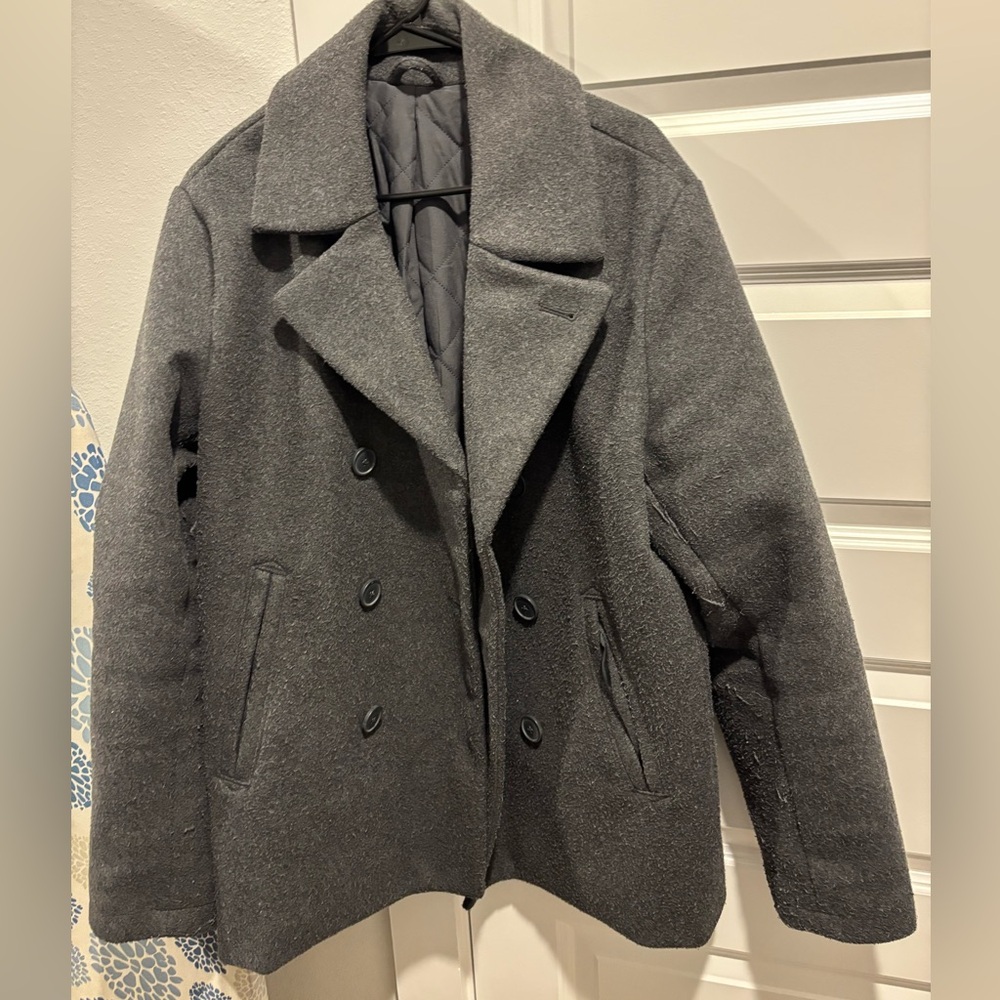 Used Old Navy Wool Blend Pea Coat Peacoat
Double Breasted Grey Men's Size L
